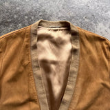 Arnold Palmer Suede Leather Cardigan Sweater - Brown, Size 38