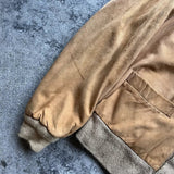 Arnold Palmer Suede Leather Cardigan Sweater - Brown, Size 38