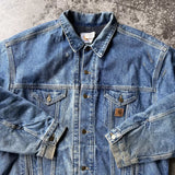 Vintage Carhartt 90s Denim Bomber Jacket - Blue, Size XL