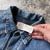 Vintage Carhartt 90s Denim Bomber Jacket - Blue, Size XL