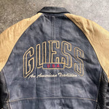 GUESS Vintage 90s Bomber Jacket - Blue, Size S