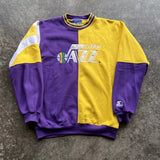 Starter Utah Jazz NBA Sweatshirt - Yellow & Purple, Size L