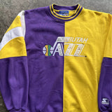 Starter Utah Jazz NBA Sweatshirt - Yellow & Purple, Size L