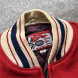 Vintage Ebbets Field Flannels Varsity Jacket - Red, Size 2XL