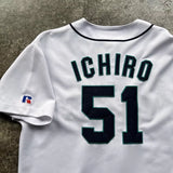 Russell Athletic Seattle Mariners Ichiro Suzuki Baseball Jersey - White, Size L